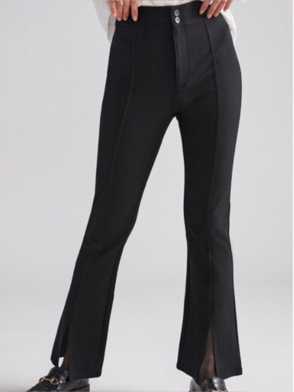 Anthropologie Maeve Slit-Front Flared Ponte Pants Black Size 4P